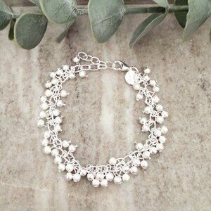 925 Sterling Silver Dangle Bead Charm Bracelet Minimalist Unique Bracelet